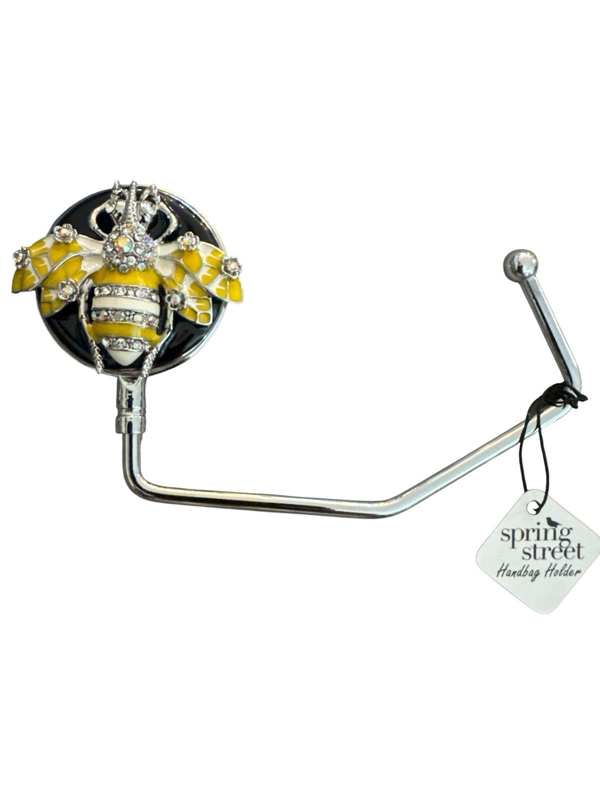 Spring Street Large Bumble Bee Black Enamel Handbag Holder Purse Hook